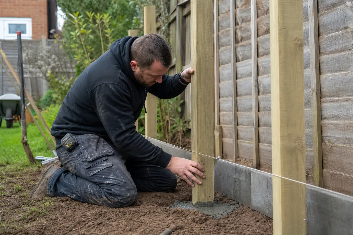 Fence installation work at a Stafford property
